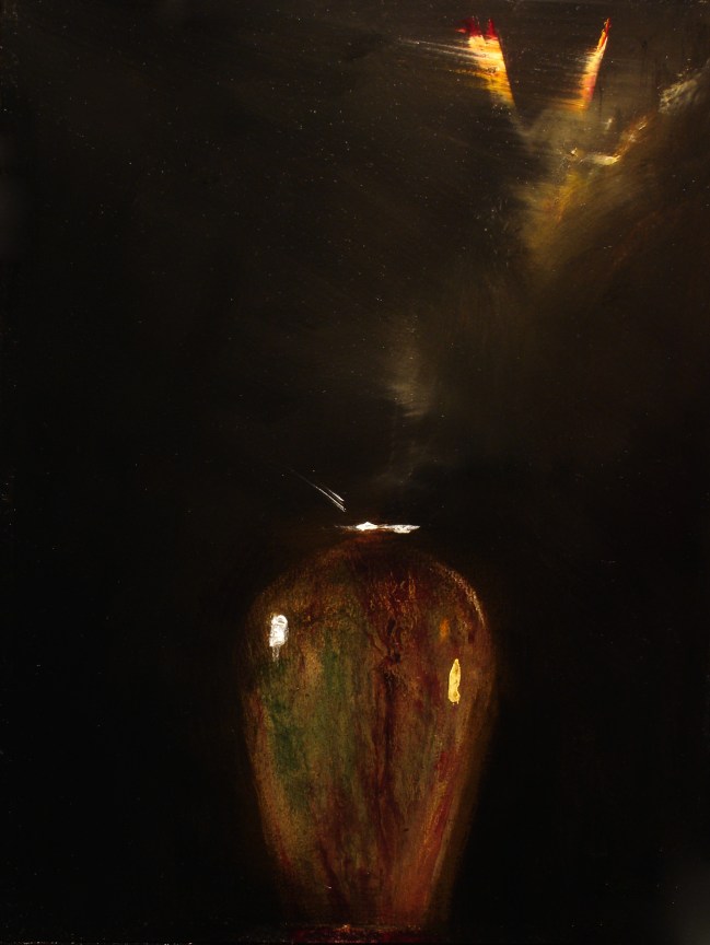 Glazed Pottery With Flowers (12"x9")