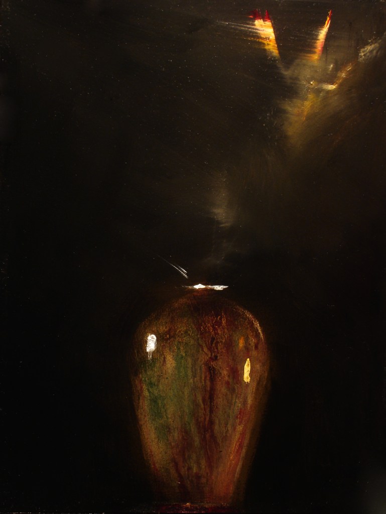 "Glazed Pottery With Flowers" (12"x9")