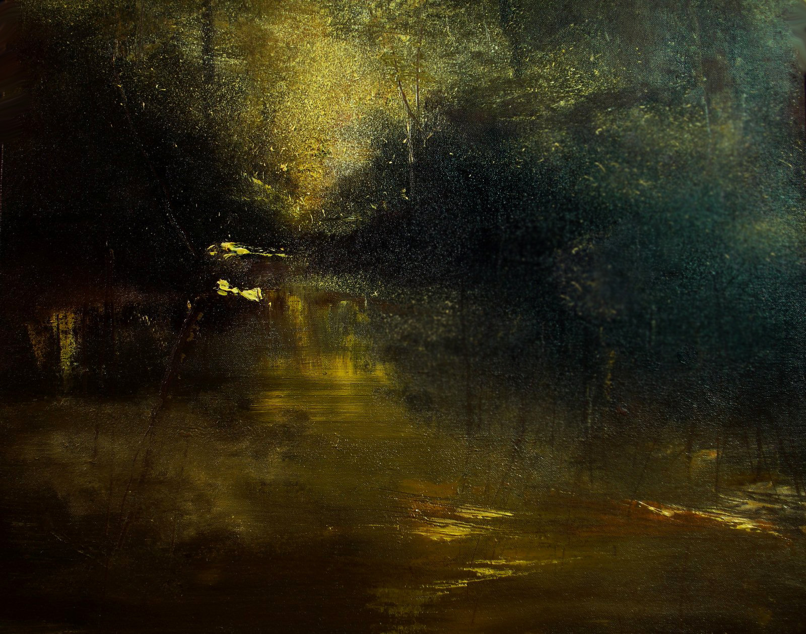 Sunset Stream (Oil On Canvas, 16"x20")