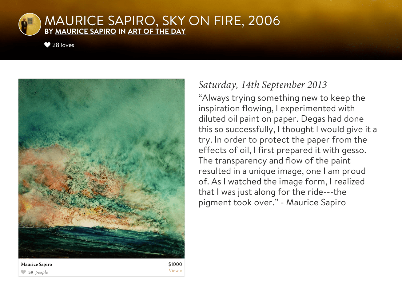 "Sky On Fire" At Artfinder